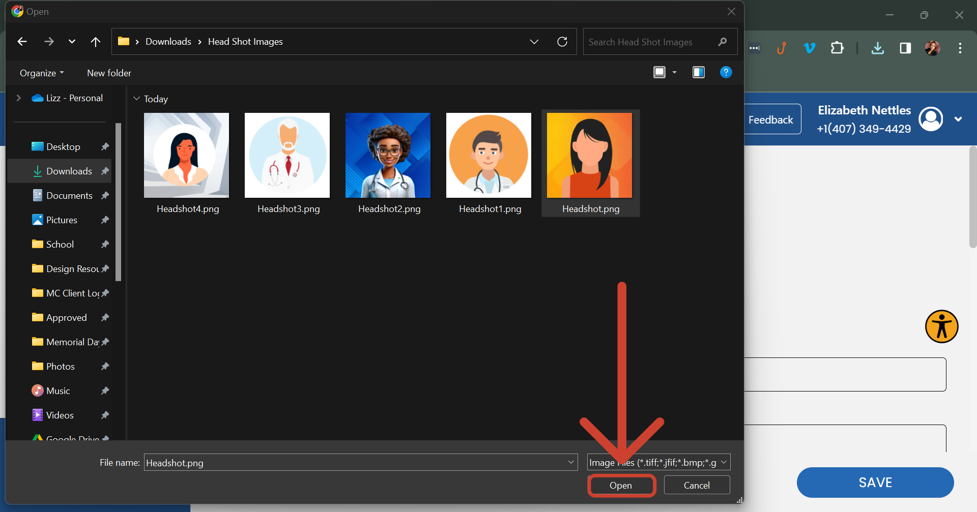 Click Open; File Selection; vCard Settings.png