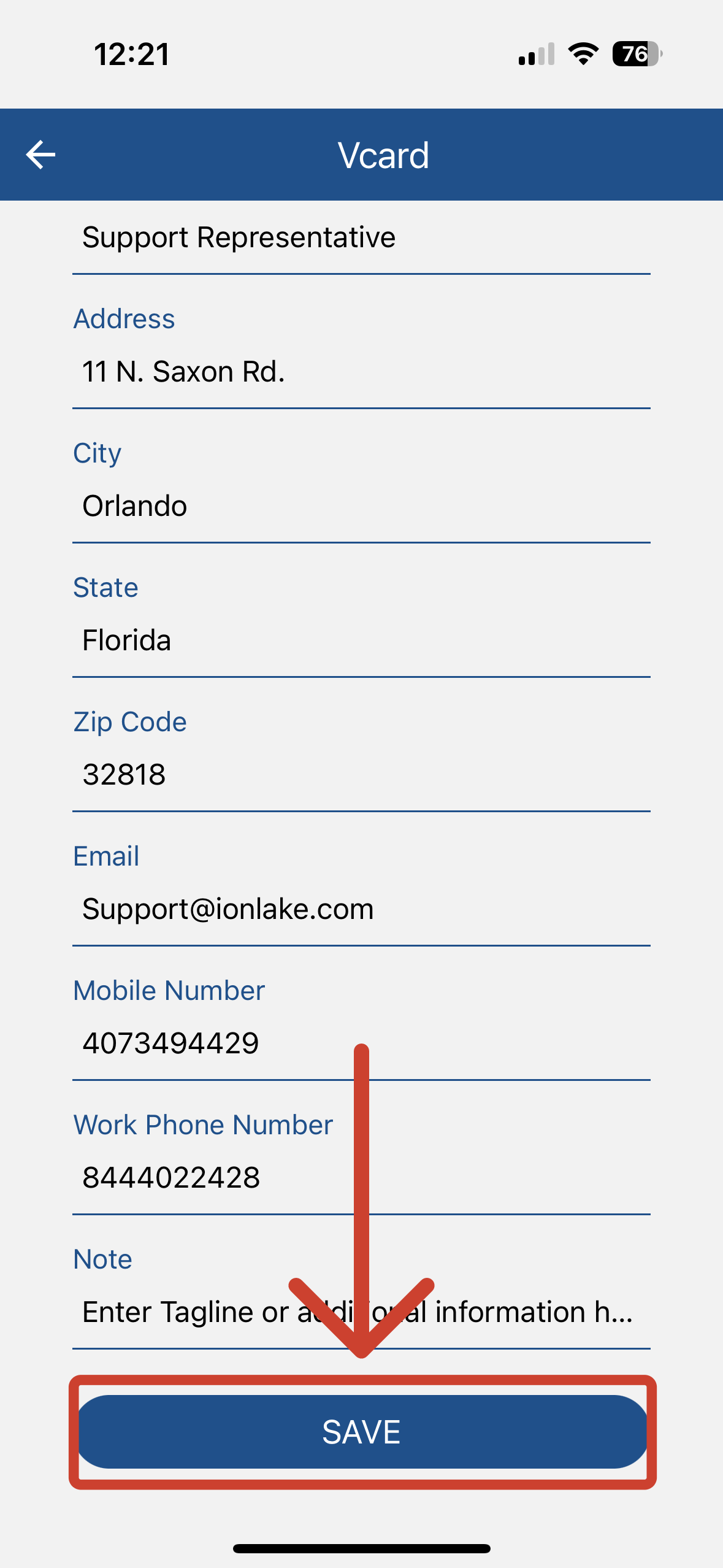 Save; How To Edit vCard Mobile.png