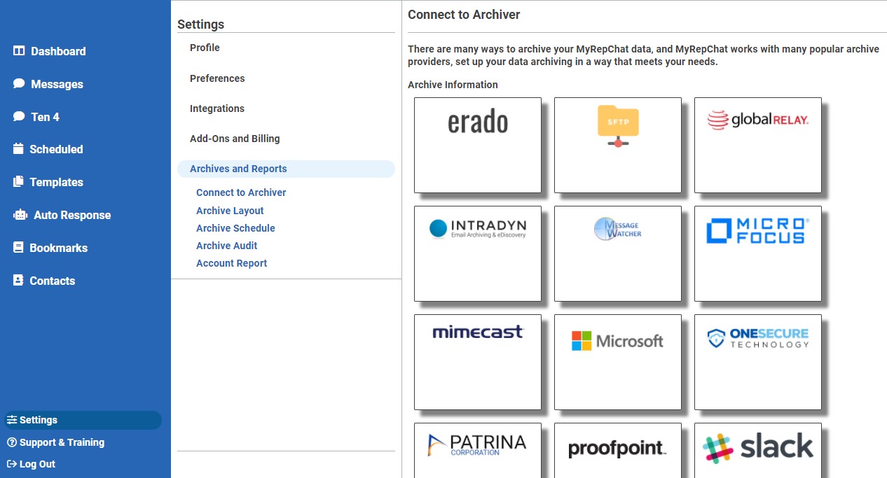 Archiving To Global Relay WEB UI Ionlake